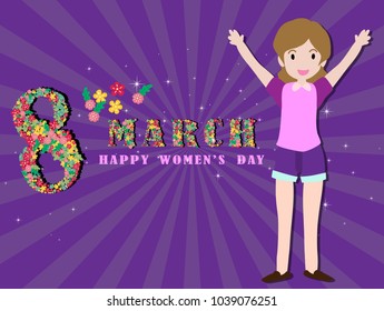 International Women's Day 8 March.design in colorful. Template for a poster, cards, banner.vector