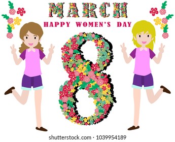 International Women's Day 8 March.design in colorful. Template for a poster, cards, banner.vector