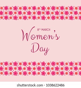 International Women's Day 8th March - concept of a card with flowers. Vector.