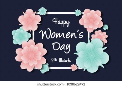 International Women's Day 8th March - concept of a card with flowers. Vector.