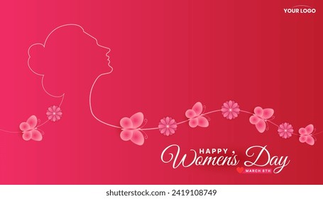 International Women's day 8th March celebration background template with wings