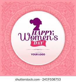 International Women's day 8th March celebration background template with mandala design