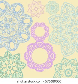 International Women's Day Background. 8 March greeting card template with stylized flowers. Vector illustration.