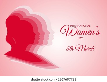 International Women's Day background with female head silhouette 