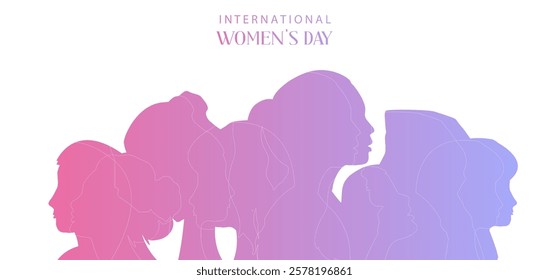 International women's day background with gradient style for horizontal design