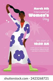 International Women's Day Background. Happy Women's Day celebration. March 8. Cartoon Vector illustration design for Poster, Banner, Flyer, Greeting, Card, Cover, Post, Invitation. happy women day.