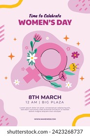 International Women's Day Background. Happy Women's Day celebration. March 8. Cartoon Vector illustration design for Poster, Banner, Flyer, Greeting, Card, Cover, Post, Invitation. happy women day.