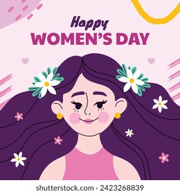 International Women's Day Background. Happy Women's Day celebration. March 8. Cartoon Vector illustration design for Poster, Banner, Flyer, Greeting, Card, Cover, Post, Invitation. happy women day.
