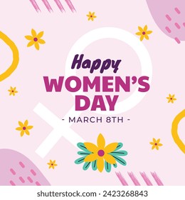 International Women's Day Background. Happy Women's Day celebration. March 8. Cartoon Vector illustration design for Poster, Banner, Flyer, Greeting, Card, Cover, Post, Invitation. happy women day.