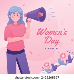 International Women's Day Background. Happy Women's Day celebration. March 8. Cartoon Vector illustration design for Poster, Banner, Flyer, Greeting, Card, Cover, Post, Invitation. happy women day.