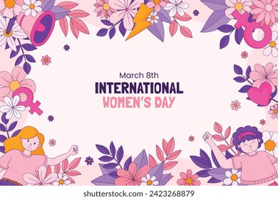 International Women's Day Background. Happy Women's Day celebration. March 8. Cartoon Vector illustration design for Poster, Banner, Flyer, Greeting, Card, Cover, Post, Invitation. happy women day.