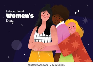 International Women's Day Background. Happy Women's Day celebration. March 8. Cartoon Vector illustration design for Poster, Banner, Flyer, Greeting, Card, Cover, Post, Invitation. happy women day.