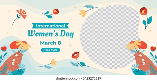 International Women's Day Background. Happy Women's Day celebration. March 8. Cartoon Vector illustration design for Poster, Banner, Flyer, Greeting, Card, Cover, Post, Invitation. happy women day.
