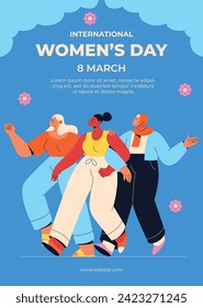 International Women's Day Background. Happy Women's Day celebration. March 8. Cartoon Vector illustration design for Poster, Banner, Flyer, Greeting, Card, Cover, Post, Invitation. happy women day.