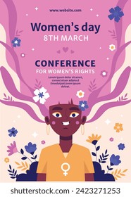 International Women's Day Background. Happy Women's Day celebration. March 8. Cartoon Vector illustration design for Poster, Banner, Flyer, Greeting, Card, Cover, Post, Invitation. happy women day.