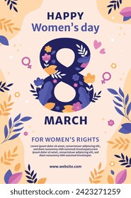 International Women's Day Background. Happy Women's Day celebration. March 8. Cartoon Vector illustration design for Poster, Banner, Flyer, Greeting, Card, Cover, Post, Invitation. happy women day.