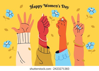 International Women's Day Background. Happy Women's Day celebration. March 8. Cartoon Vector illustration design for Poster, Banner, Flyer, Greeting, Card, Cover, Post, Invitation. happy women day.