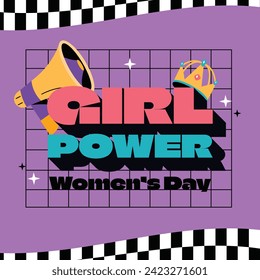 International Women's Day Background. Happy Women's Day celebration. March 8. Cartoon Vector illustration design for Poster, Banner, Flyer, Greeting, Card, Cover, Post, Invitation. happy women day.