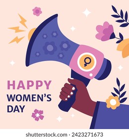 International Women's Day Background. Happy Women's Day celebration. March 8. Cartoon Vector illustration design for Poster, Banner, Flyer, Greeting, Card, Cover, Post, Invitation. happy women day.