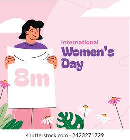 International Women's Day Background. Happy Women's Day celebration. March 8. Cartoon Vector illustration design for Poster, Banner, Flyer, Greeting, Card, Cover, Post, Invitation. happy women day.