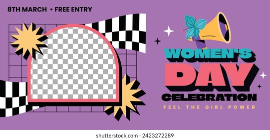 International Women's Day Background. Happy Women's Day celebration. March 8. Cartoon Vector illustration design for Poster, Banner, Flyer, Greeting, Card, Cover, Post, Invitation. happy women day.