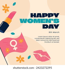 International Women's Day Background. Happy Women's Day celebration. March 8. Cartoon Vector illustration design for Poster, Banner, Flyer, Greeting, Card, Cover, Post, Invitation. happy women day.