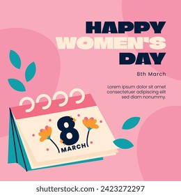 International Women's Day Background. Happy Women's Day celebration. March 8. Cartoon Vector illustration design for Poster, Banner, Flyer, Greeting, Card, Cover, Post, Invitation. happy women day.