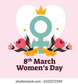 International Women's Day Background. Happy Women's Day celebration. March 8. Cartoon Vector illustration design for Poster, Banner, Flyer, Greeting, Card, Cover, Post, Invitation. happy women day.