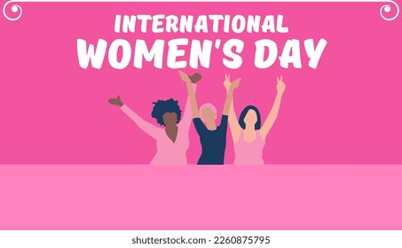 International women's day background in pink with copy space area.
Suitable to place on content with that theme.