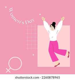 International women's day background in pink with copy space area. top view
Suitable to place on content with that theme.