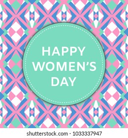 International Women's Day background vector. 8 March modern banner. Pastel design with abstract geometric pattern for congratulation, gift label, greeting card, sale flyer, poster, party invitation.