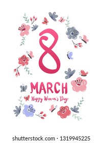international women's day background vector with hand lettering shape element