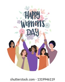 international women's day background vector with woman shape characters element