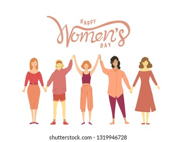 international women's day background vector with woman shape characters element