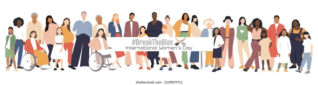 Banner des Internationalen Frauentags. #BreakTheBias