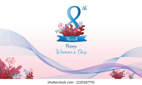 International women's day banner with floral ornament