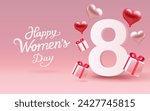 International Women's Day Banner. Flyer for March 8 cover. Number 8. Vector illustration