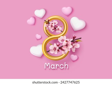 International Women's Day Banner. Flyer for March 8 cover. Number 8. Vector illustration