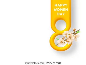 International Women's Day Banner. Flyer for March 8 cover. Number 8. Vector illustration