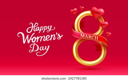 International Women's Day Banner. Flyer for March 8 cover. Number 8. Vector illustration