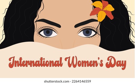 International Womens Day banner. Women's day greeting card with beautiful women.Vector illustration