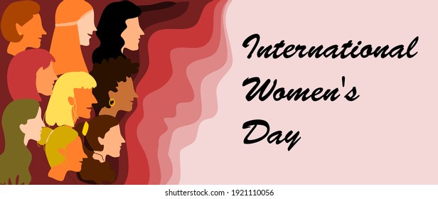 International Women's Day Banner With Illustrations of Women of all kinds of races and religion