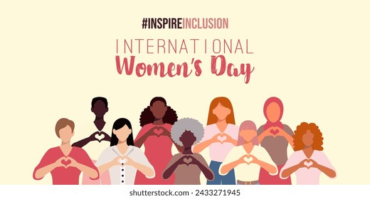 Cartel del Día Internacional de la Mujer. Inspire la inclusión.