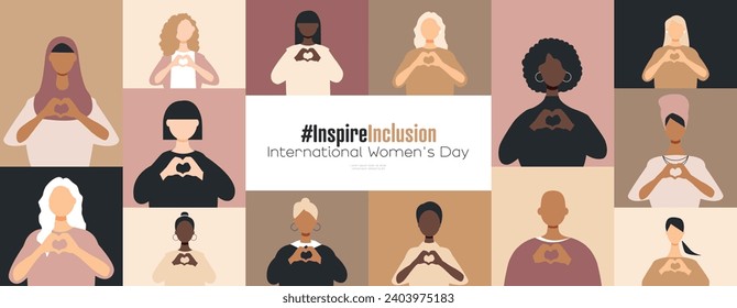 Banner des Internationalen Frauentags. #InspireInclusion