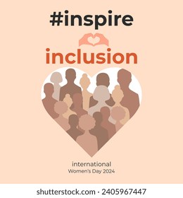 International Women's Day banner. #InspireInclusion.Campaign for gender equality.Illustration in a flat style.3