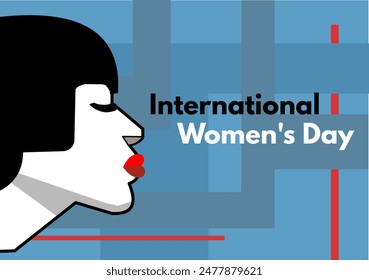 International Women's Day - banner. modernist illustration of a woman's head - vector illustration	