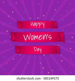 International Women's day banner. Pink ribbon on a 8 March. Vector illustration.