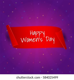 International Women's day banner. Ribbon eight March. Color paper scrolls. Vector illustration.