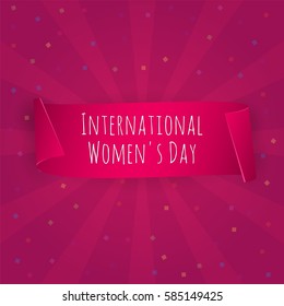 International Women's day banner. Ribbon eight March. Color paper scrolls. Vector illustration.