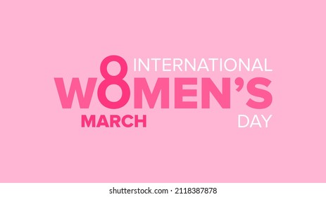 International Women's Day Banner. Vector Web Banner with Women's Day Logotype Typography on Pink Background. Illustration for Women's Day 8th March